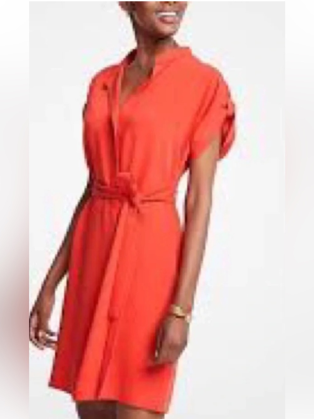 Ann Taylor XSP orange tab sleeve shirt dress .